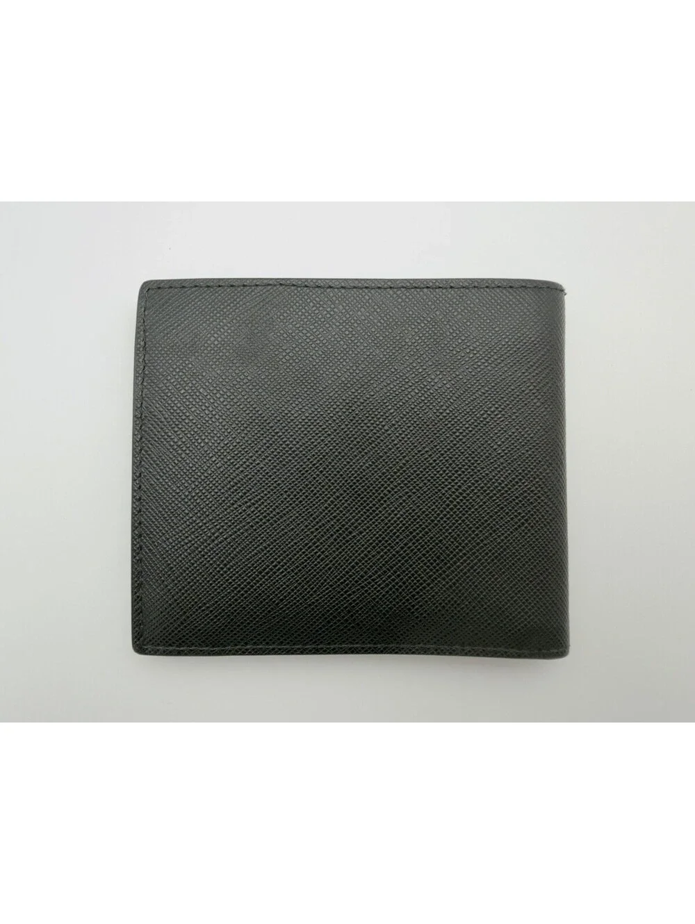 Authentic Prada Saffiano Men's Bi-Fold Wallet Black Leather Missing Letter